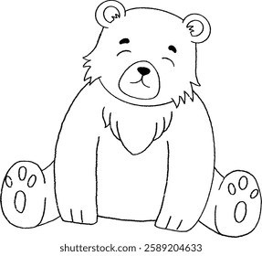 brown bear sitting calmly, perfect for nursery decor and woodland themed designs.