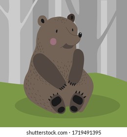 Braunbär im Frühlingswald. Bär sitzt im Wald. 