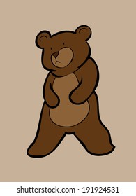Brown bear standing alone vector
