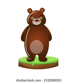 Brown bear standing on grass vector illustration