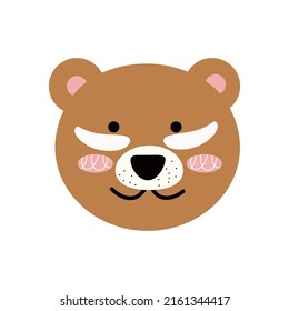 Un oso marrón se ocupa de sí mismo y de su piel. Publicidad y pegatinas para el embalaje. Ilustración de material vectorial. aislado
