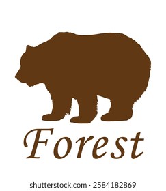 brown bear text forest on white background, 