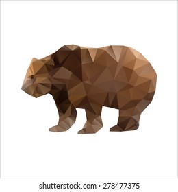 Brown Bear in Triangular Style - Vector Illustration