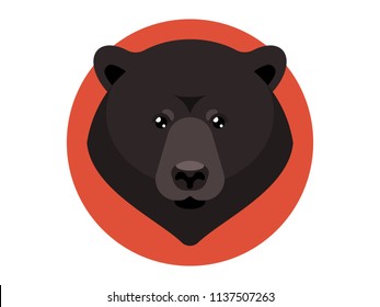 Brown Bear. Vector Head Of Wild Bear.