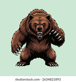 brown bear vector illustration on green background