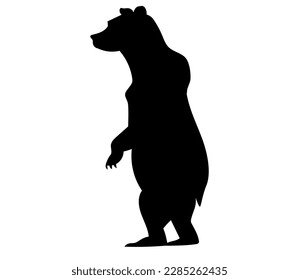 brown bear vertical vector silhouette black one