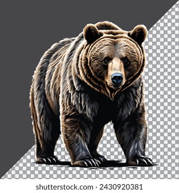 Brown bear view of isolated on Grey background PNG