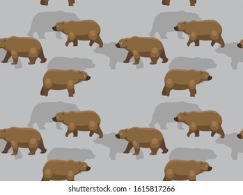 Brown Bear Walking Cartoon Vector Seamless Background Wallpaper 