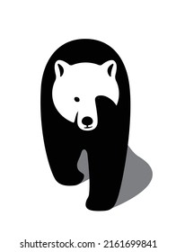 Brown bear walking flat 3D icon design, vector illustration