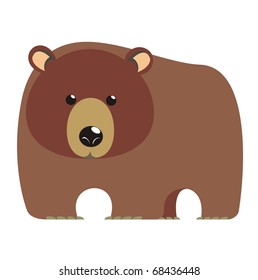 Brown bear - Woodland animal cartoon isolated on white background color vector illustration