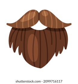 Brown Beard and Moustache as Party Birthday Photo Booth Prop Vector Illustration