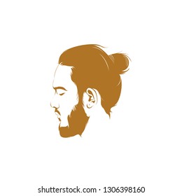 brown bearded man logo isolated