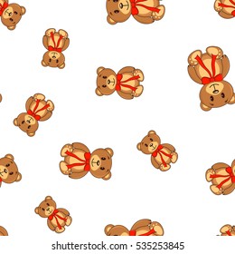 Brown bears on a white background. pattern seamless background.
