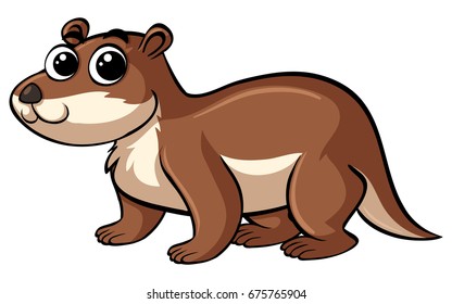 Brown beaver with cute face illustration