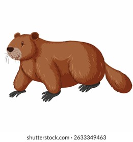 Brown Beaver Isolated on White