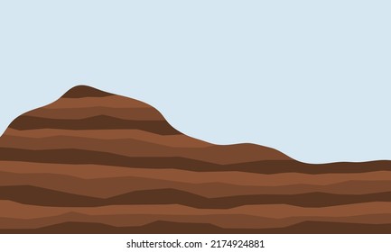 Montaña sedimentaria marrón. Roca y pendiente del suelo.