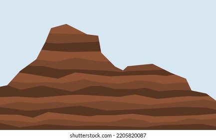 Montaña sedimentaria marrón. Roca y pendiente del suelo.