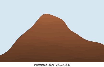 Brown bedded sedimentary mountain. Rock and soil slope.