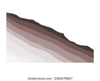 Brown bedded sedimentary mountain. Rock and soil slope.