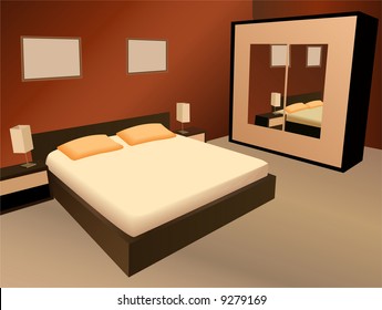 brown bedroom vector