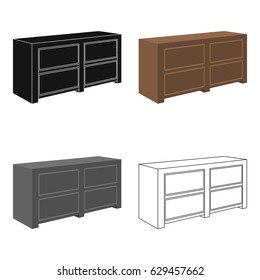 Brown bedside table with drawers.Nightstand next to the bed.Bedroom furniture single icon in cartoon style vector symbol stock illustration.