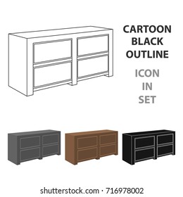 Brown bedside table with drawers.Nightstand next to the bed.Bedroom furniture single icon in cartoon style vector symbol stock illustration.