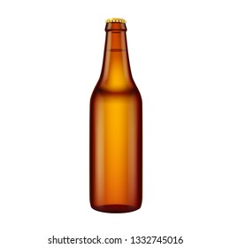 Brown Beer Bottle isolated on a white background. Vector