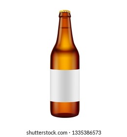 Brown Beer Bottle isolated on a white background. Vector