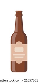 Botella de cerveza marrón con fondo blanco. Ilustración vectorial de estilo plano