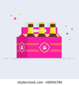 Brown beer bottles in paper-carriage in vector
Beer, friday, bottles, evening, friends - simple illustration for your design