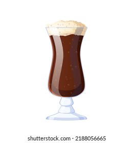 brown beer glass cartoon. lager pint, ale bar mug, full foam liquid brown beer glass vector illustration