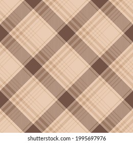 Brauner und beiger Argyle Plaid. Muster, Nahaufnahme für Textilien, Papier und andere Drucke.