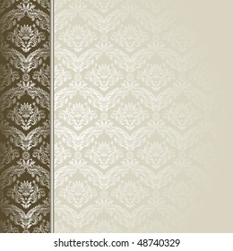 Brown and beige background with flowers and leaves .
