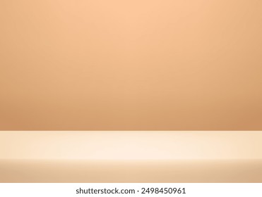 Brown and beige Background Wall Studio Room with Spotlights, Shadow on floor. Space for selling products on the website. Vector illustration.