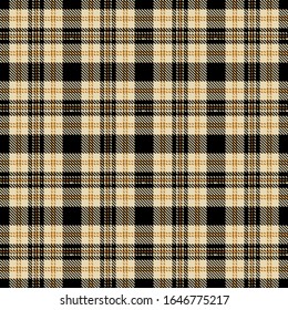 Brown, brown, beige and black plaid. Seamless checkered pattern. Tartan