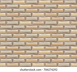 Brown beige brick wall seamless close up background. Vector pattern illustration. New