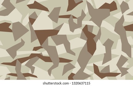 Brown beige camouflage seamless pattern. Modern military camo texture. Desert masking color. Stock vector illustration.