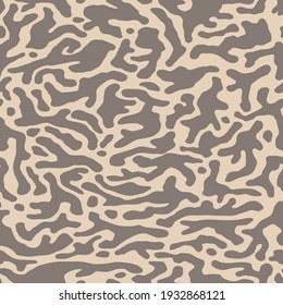 Brown beige camouflage seamless pattern. Modern military camo texture. Desert masking color. Stock vector illustration.