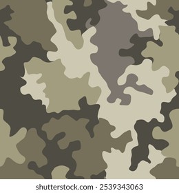 Patrón transparente de camuflaje beige marrón. Textura moderna de camuflaje militar. Color de enmascaramiento del desierto. Vector