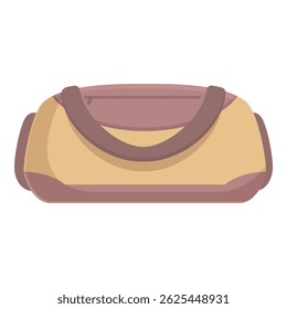 Brown and beige canvas travel bag is lying down, ready for a trip