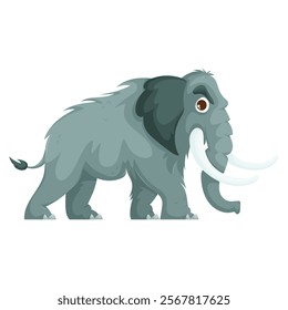 Brown and beige cartoon fantasy creature with shaggy fur, long tail, and horns, isolated on a white background. Cartoon Illustration of a Furry Fantasy Beast