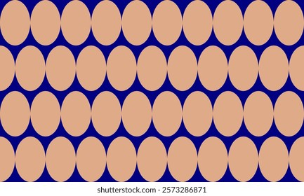 Brown beige Circle oval pattern on blue background, repeat, replete pattern, endless fabric pattern, blue oval dot bubble strip