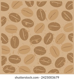 Brown beige coffee beans grunge background texture.	
