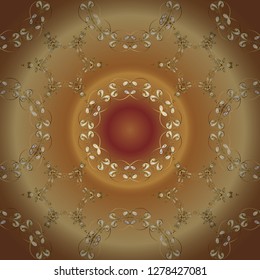 Brown and beige colors with golden elements. Seamless golden pattern. Vector golden floral ornament brocade textile and glass pattern. Gold metal with floral pattern.