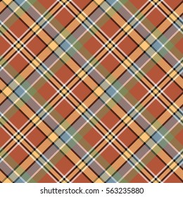 Brown beige diagonal plaid pixeled seamless pattern. Vector illustration.
