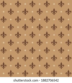 Braun und beige Fleur De Lis Luxus-Muster. Königlicher Hintergrund für Textilien, Papier und andere Drucke.