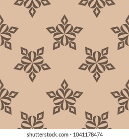 Brown and beige floral ornament. Seamless pattern for textile and wallpapers