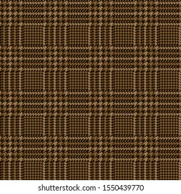 Brown and beige glen check pattern. Stylish hounds tooth plaid design.