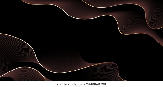 Marrón, beige, líneas de ondas doradas. Formas de degradado de colores suaves. estilo 3d.
