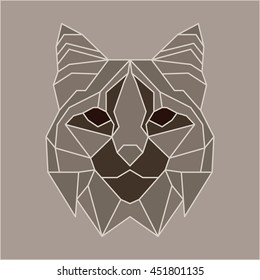 Brown and beige low poly bobcat